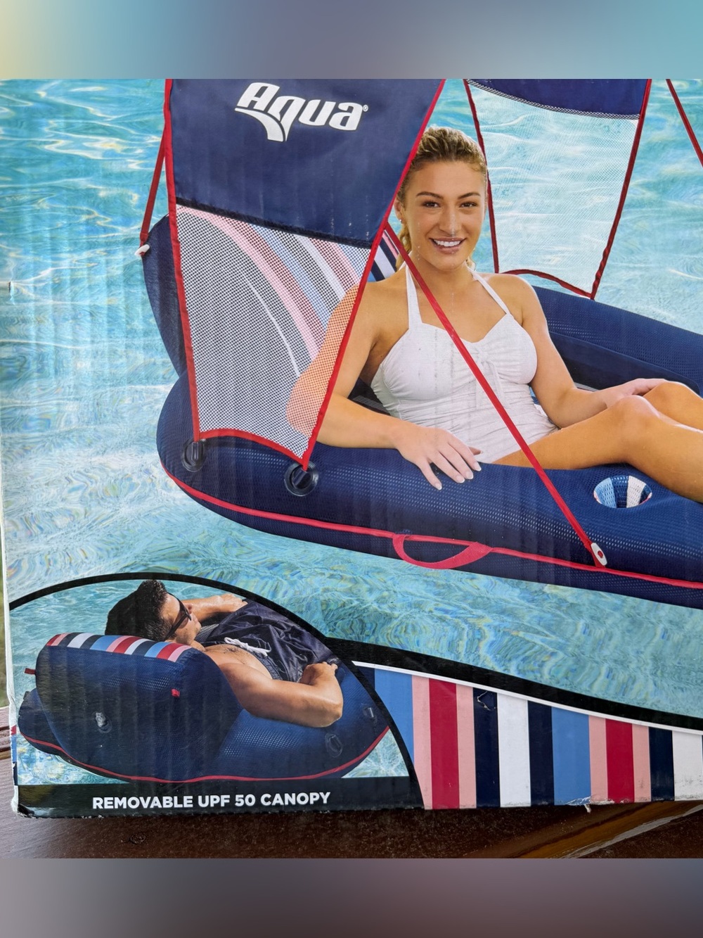 Aqua Ultimate Sunshade Recliner Ultra-Comfortable Mesh Covered Pool Lounge - Picture 5 of 9